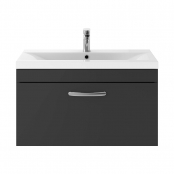 Nuie Athena Wall Hung 1-Drawer Vanity Unit with Basin-2 800mm Wide - Gloss Grey