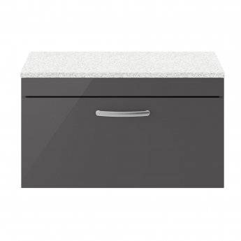 Nuie Athena Wall Hung 1-Drawer Vanity Unit with Sparkling White Worktop 800mm Wide - Gloss Grey