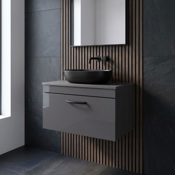 Athena 800mm 1-Drawer Wall Hung Vanity Unit with Countertop | Product Image