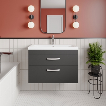 Athena 800mm 2-Drawer Wall Hung Vanity Unit