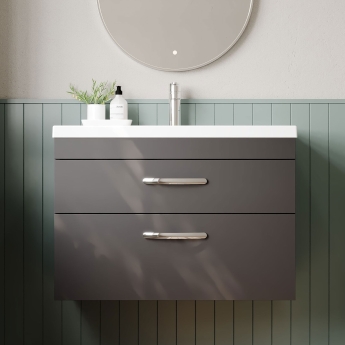 Athena 800mm 2-Drawer Wall Hung Vanity Unit | Product Image