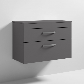 Athena 800mm 2-Drawer Wall Hung Vanity Unit with Countertop