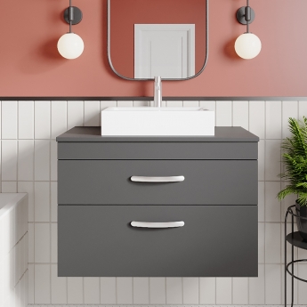 Athena 800mm 2-Drawer Wall Hung Vanity Unit with Countertop
