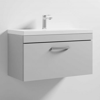 Nuie Athena Wall Hung 1-Drawer Vanity Unit with Basin-1 800mm Wide - Gloss Grey Mist
