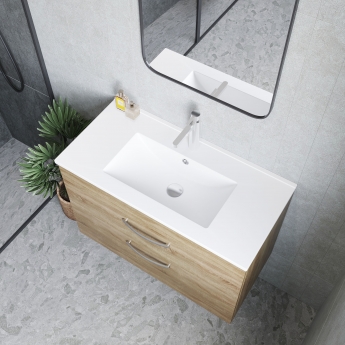 Nuie Athena Wall Hung 2-Drawer Vanity Unit with Basin-2 800mm Wide - Charcoal Black