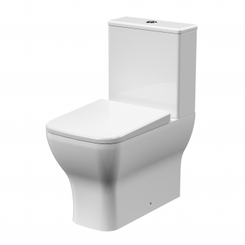 Nuie Ava Close Coupled Rimless Toilet Pan with Push Button Cistern - Soft Close Seat