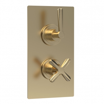 Nuie Aztec Thermostatic Concealed Shower Valve with Diverter Dual Handle - Brushed Brass