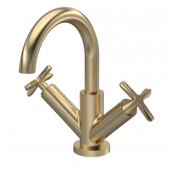 Nuie Aztec Mono Basin Mixer Tap With Waste - Brushed Brass
