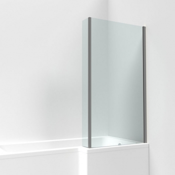 Nuie Pacific Square Bath Screen with Fixed Return Panel 1400mm H x 815mm W - 6mm Glass