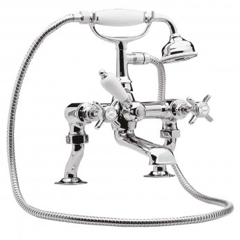 Nuie Beaumont Luxury Cranked Bath Shower Mixer Tap Pillar Mounted - Chrome