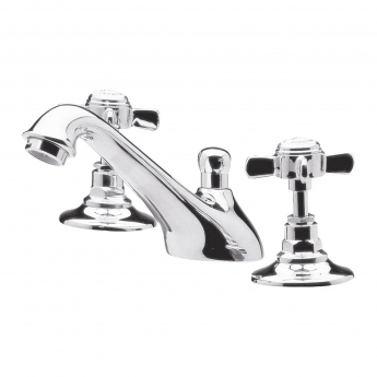 Nuie Beaumont 3-Hole Basin Mixer Tap Deck Mounted with Pop Up Waste - Chrome