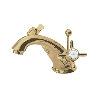 Nuie Beaumont Luxury Mono Basin Mixer Tap Dual Handle with Pop Up Waste - Brushed Brass | Product Image