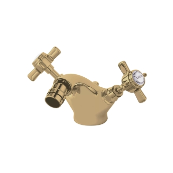 Nuie Beaumont Luxury Mono Bidet Mixer Tap with Waste Dual Handle - Brushed Brass | Product Image