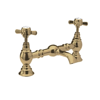 Nuie Beaumont Luxury 2-Hole Basin Mixer Tap Deck Mounted - Brushed Brass | Product Image