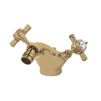 Nuie Beaumont Mono Basin Mixer Tap Dual Handle with Pop Up Waste - Brushed Brass | Product Image