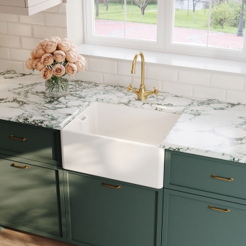 Nuie Belfast Fireclay Kitchen Sink 1.0 Bowl 595mm L x 455mm W - White