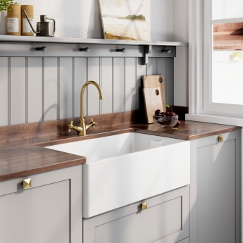 Nuie Belfast Fireclay Kitchen Sink 1.0 Bowl 795mm L x 460mm W - White