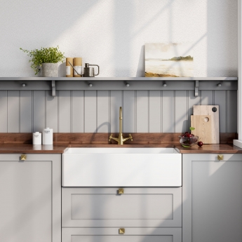 Nuie Belfast Fireclay Kitchen Sink 1.0 Bowl 895mm L x 460mm W - White