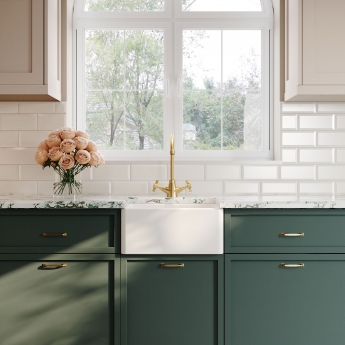 Nuie Belfast Fireclay Kitchen Sink 1.0 Bowl 460mm L x 380mm W - White