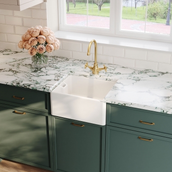 Nuie Belfast Fireclay Kitchen Sink 1.0 Bowl 460mm L x 380mm W - White