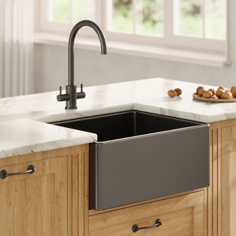 Nuie Belfast Fireclay Kitchen Sink 1.0 Bowl 595mm L x 455mm W - Soft Black | Product Image