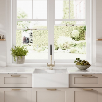 Nuie Belfast Fireclay Kitchen Sink 1.0 Bowl 595mm L x 450mm W - 0 Tap Hole