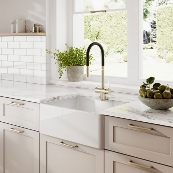 Nuie Belfast Fireclay Kitchen Sink 1.0 Bowl 595mm L x 450mm W - 0 Tap Hole