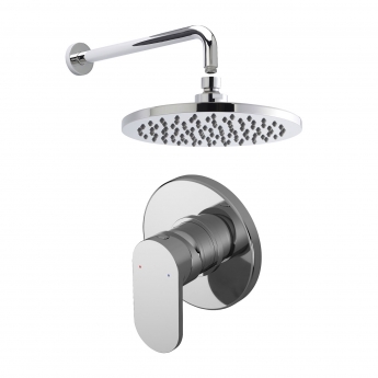 Nuie Binsey Round Manual Concealed Shower Valve with Fixed Head and Arm - Chrome