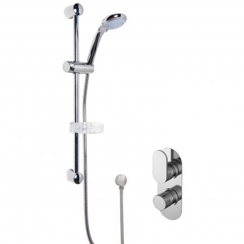 Nuie Binsey Twin Round Thermostatic Concealed Shower Valve with Slider Rail Kit - Chrome