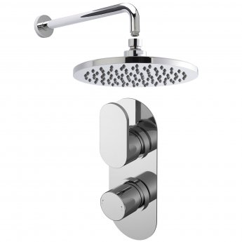 Nuie Binsey Twin Round Thermostatic Concealed Shower Valve with Fixed Head and Arm - Chrome