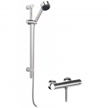 Nuie Binsey Round Thermostatic Bar Shower Valve with Multi Function Slider Rail Kit - Chrome