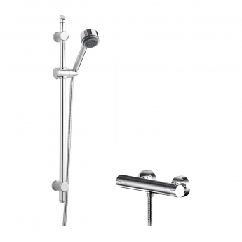 Nuie Binsey Round Thermostatic Bar Shower Valve with Single Function Slider Rail Kit - Chrome