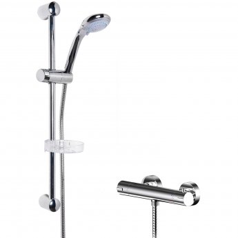 Nuie Binsey Round Thermostatic Bar Shower Valve with Classic Multi Function Slider Rail Kit - Chrome