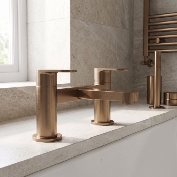 Nuie Binsey Pillar Mounted Bath Filler Tap - Brushed Bronze | Product Image