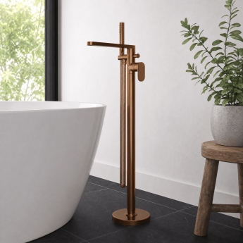 Nuie Binsey Freestanding Bath Shower Mixer Tap with Shower Kit - Brushed Bronze | Product Image