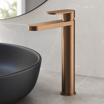 Nuie Binsey Tall Mono Basin Mixer Tap - Brushed Bronze | Product Image