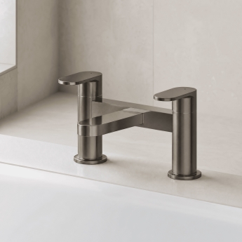 Nuie Binsey Pillar Mounted Bath Filler Tap - Brushed Pewter | Product Image