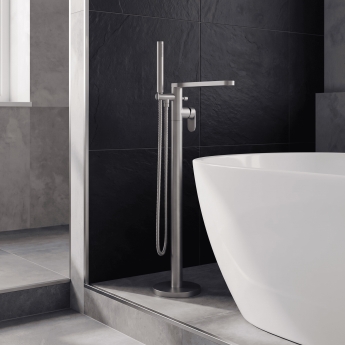 Nuie Binsey Freestanding Bath Shower Mixer Tap with Shower Kit - Brushed Pewter | Product Image