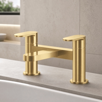 Nuie Binsey Pillar Mounted Bath Filler Tap - Brushed Brass | Product Image