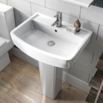 Nuie Bliss Basin and Full Pedestal 520mm Wide - 1 Tap Hole