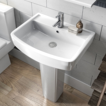 Nuie Bliss Basin and Semi Pedestal 520mm Wide - 1 Tap Hole | Product Image
