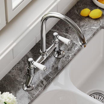 Nuie Bridge Kitchen Sink Mixer Tap Lever Handle - Chrome | Product Image