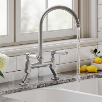 Nuie Bridge Kitchen Sink Mixer Tap Lever Handle - Brushed Nickel | Product Image