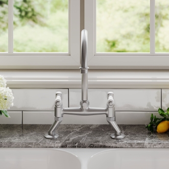 Nuie Bridge Kitchen Sink Mixer Tap Lever Handle - Brushed Nickel | Product Image