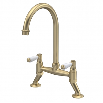 Nuie Bridge Kitchen Sink Mixer Tap Lever Handle - Brushed Brass