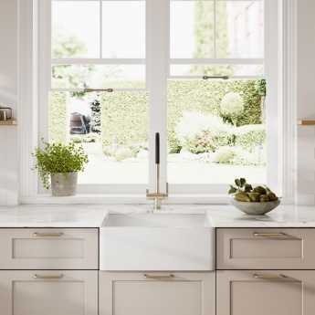 Nuie Butler Fireclay Kitchen Sink 1.0 Bowl 595mm L x 450mm W - White