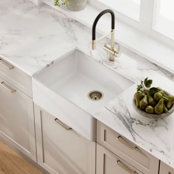 Nuie Butler Fireclay Kitchen Sink 1.0 Bowl 595mm L x 450mm W - White | Product Image