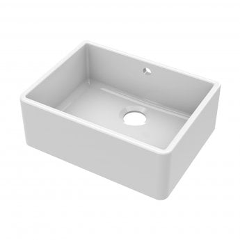 Nuie Butler Fireclay Kitchen Sink with Overflow 1.0 Bowl 595mm L x 450mm W - White