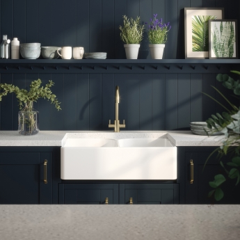 Nuie Butler Fireclay FW Kitchen Sink 2.0 Bowl 795mm L x 500mm W - White