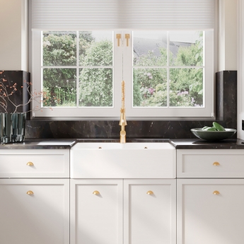 Nuie Butler Fireclay FW Kitchen Sink with Overflow 2.0 Bowl 795mm L x 500mm W - White